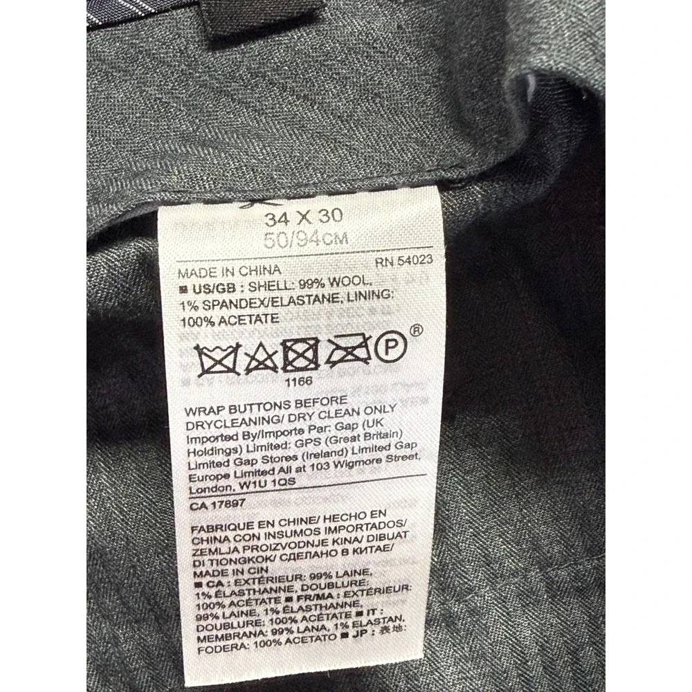 Banana Republic Marzotto Slim Fit Dress Pants Mens‎ 34x28 Gray Formal Business